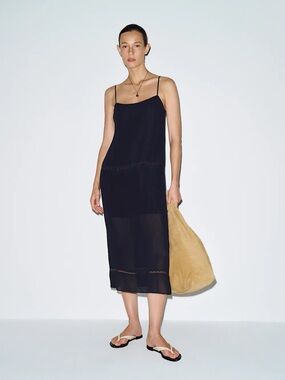knee length dresses for ladies Linen Maxi Pinafore Dress Fiona XL / Cobalt Blue main image 0